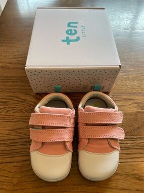 Ten Little Pink Baby Walker Shoes with Dual Velcro Straps -worn once! LIKE NEW